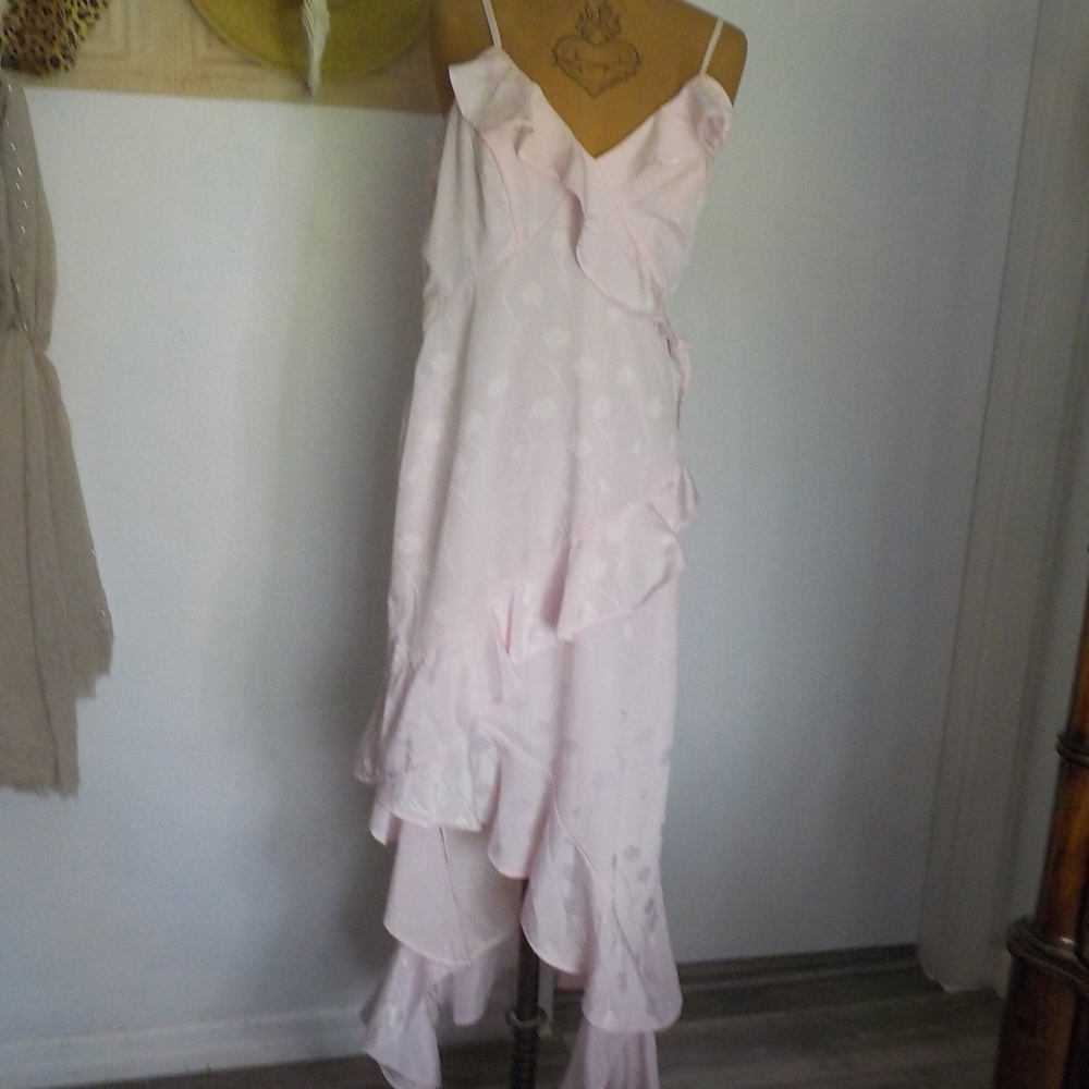 Pink Layered Lace Asymmetrical Dress